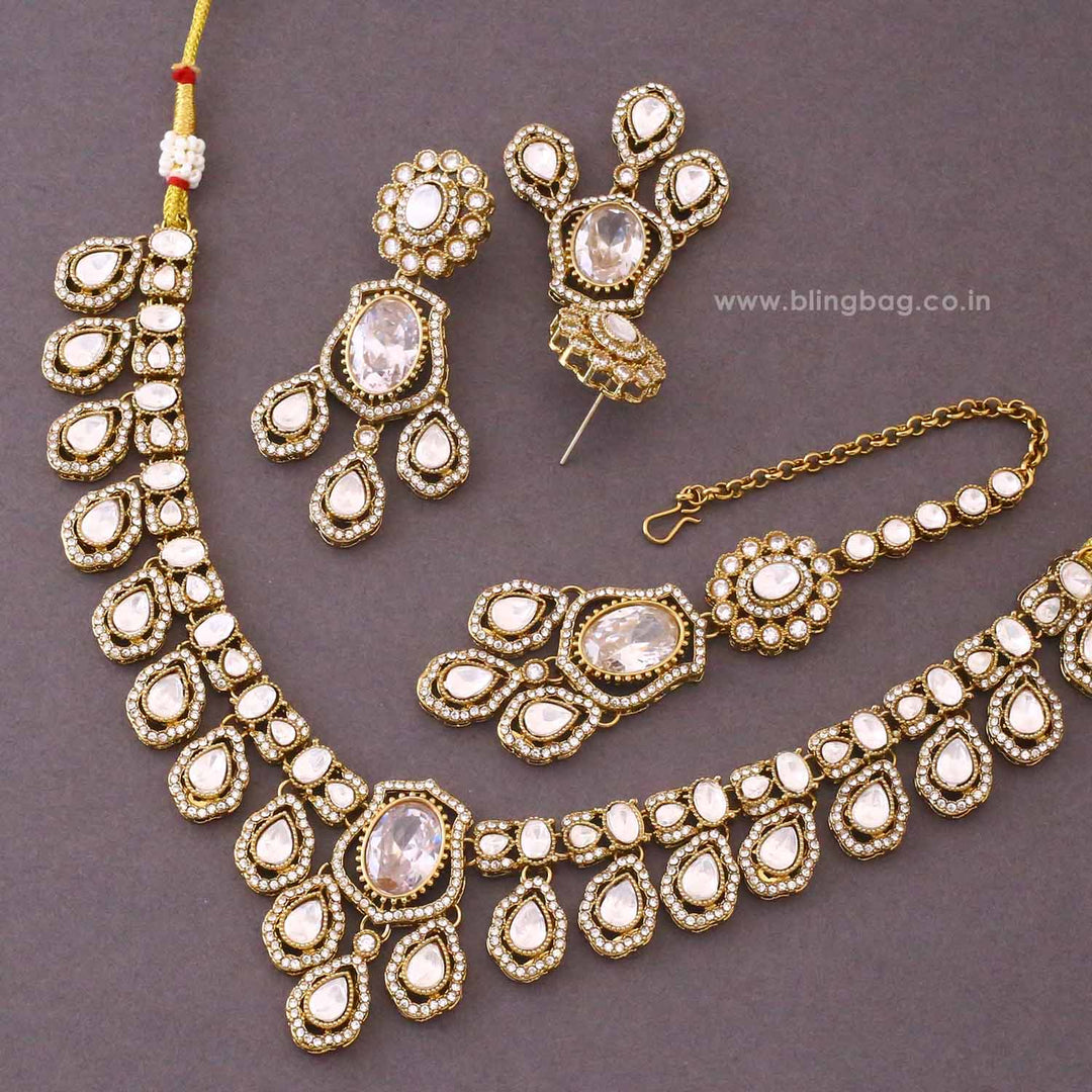 Ivory Saavira Kundan Jewellery Set - New Arrival