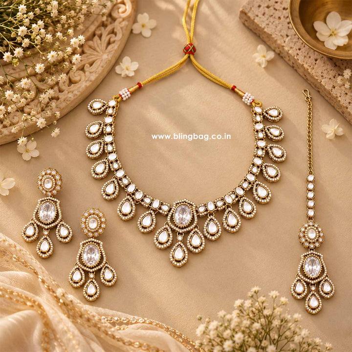 Ivory Saavira Kundan Jewellery Set - New Arrival