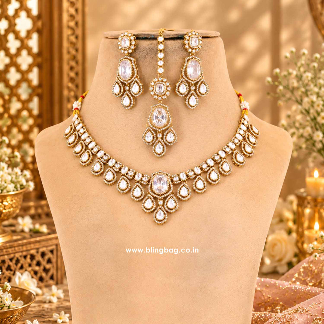 Ivory Saavira Kundan Jewellery Set - New Arrival