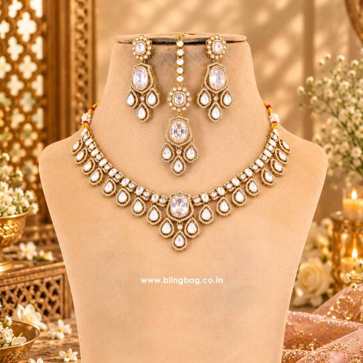 Ivory Saavira Kundan Jewellery Set - New Arrival
