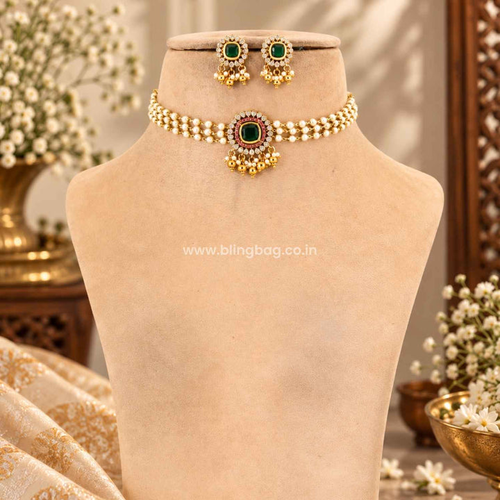 Ivory Samika Antique Jewellery Set- New Arrival
