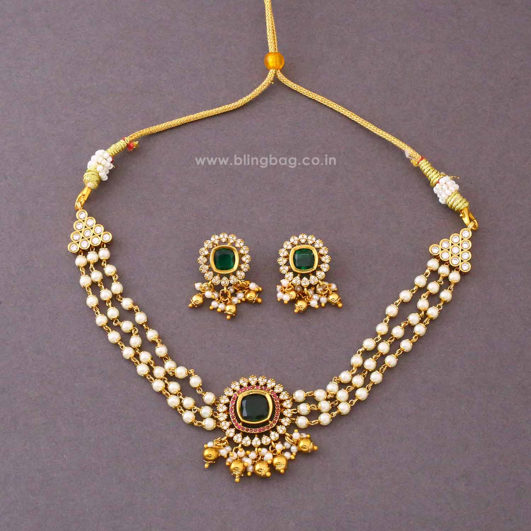 Ivory Samika Antique Jewellery Set- New Arrival