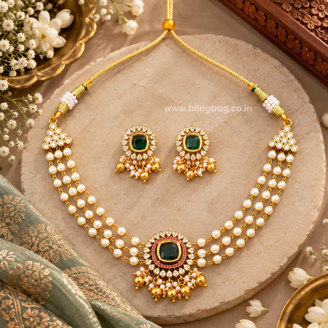 Ivory Samika Antique Jewellery Set- New Arrival