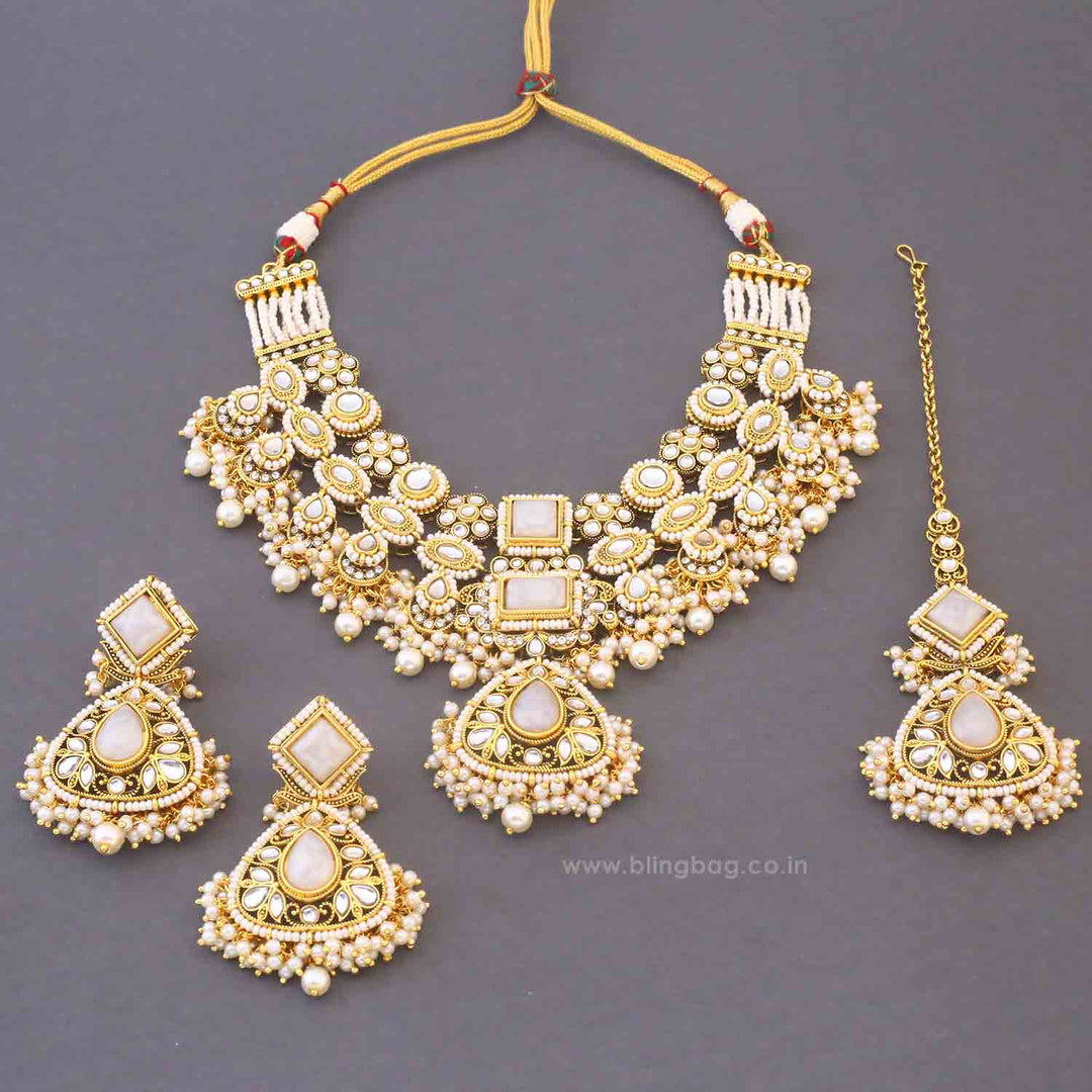 Ivory Sarala Kundan Jewellery Set