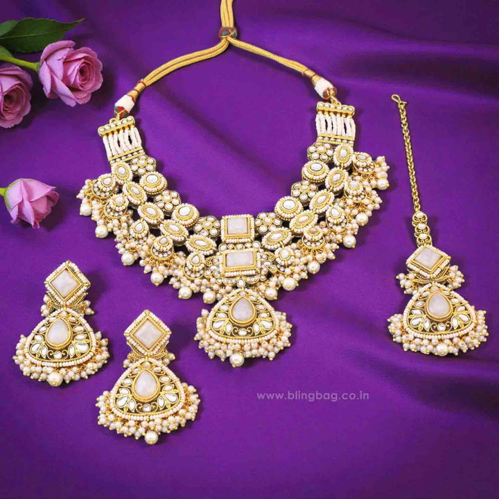 Ivory Sarala Kundan Jewellery Set