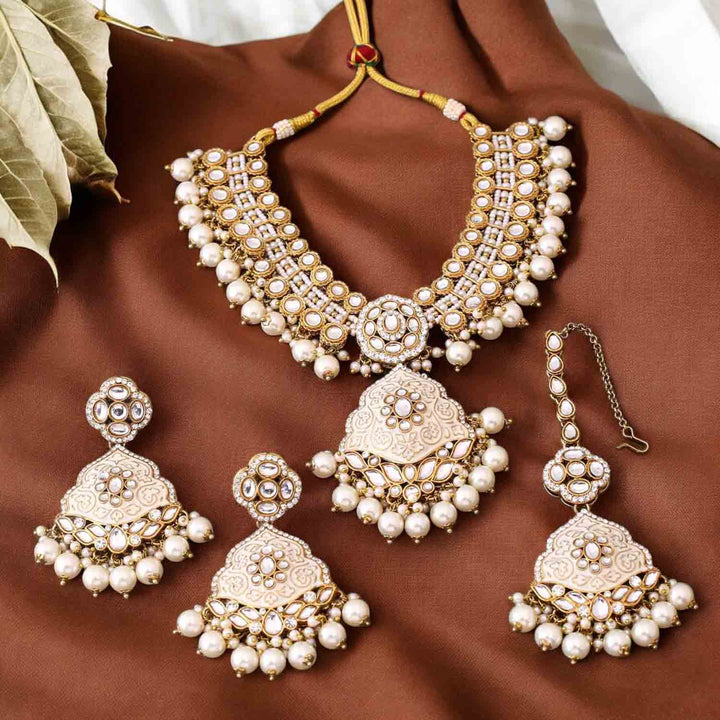 Ivory Shailani Kundan Jewellery Set