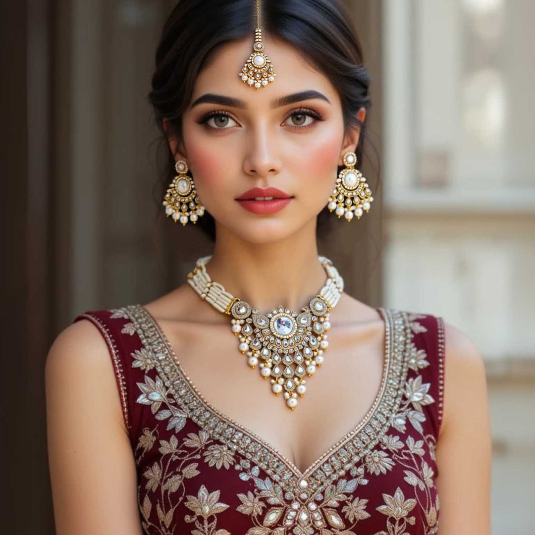 Ivory Sheetal Kundan Jewellery Set