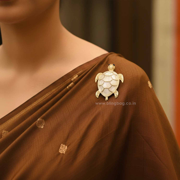 Ivory Shell Turtle Brooch