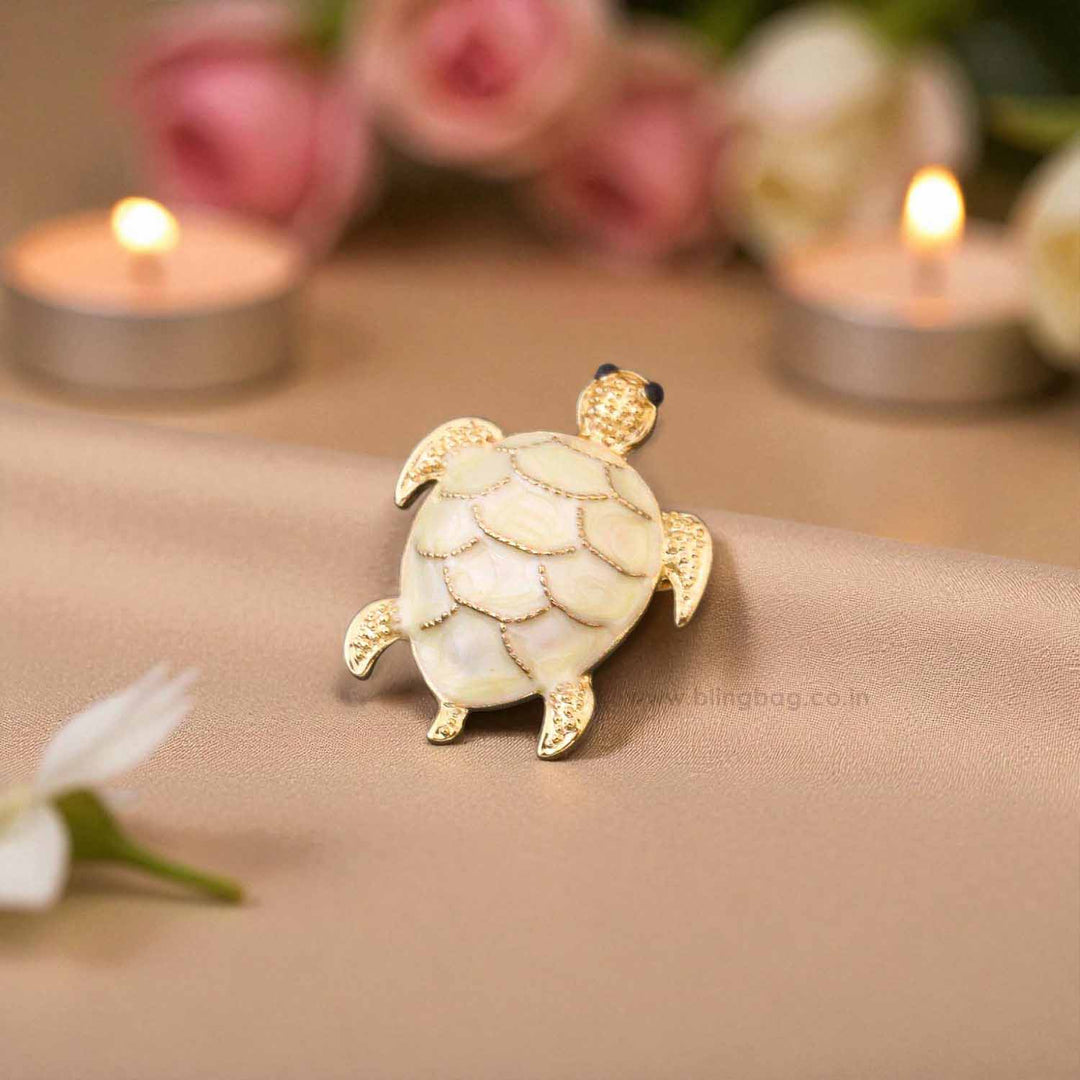 Ivory Shell Turtle Brooch