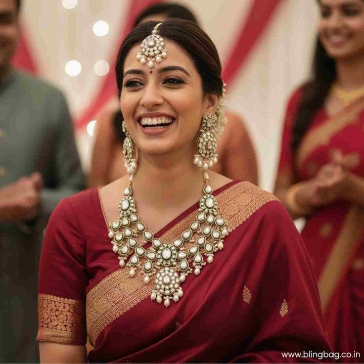 Ivory Shikani Kundan Jewellery Set