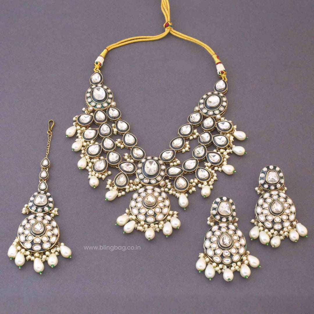 Ivory Shikani Kundan Jewellery Set