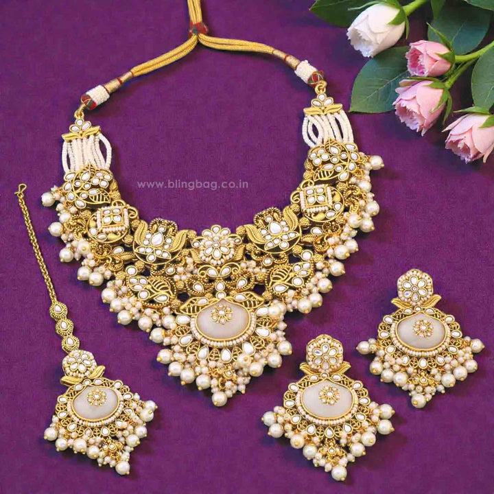 Ivory Shireen Kundan Jewellery Set - New Arrival