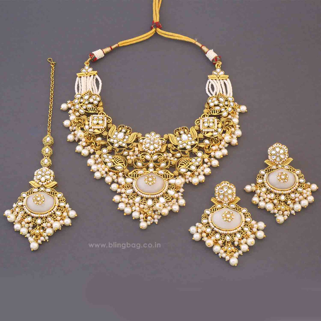 Ivory Shireen Kundan Jewellery Set - New Arrival