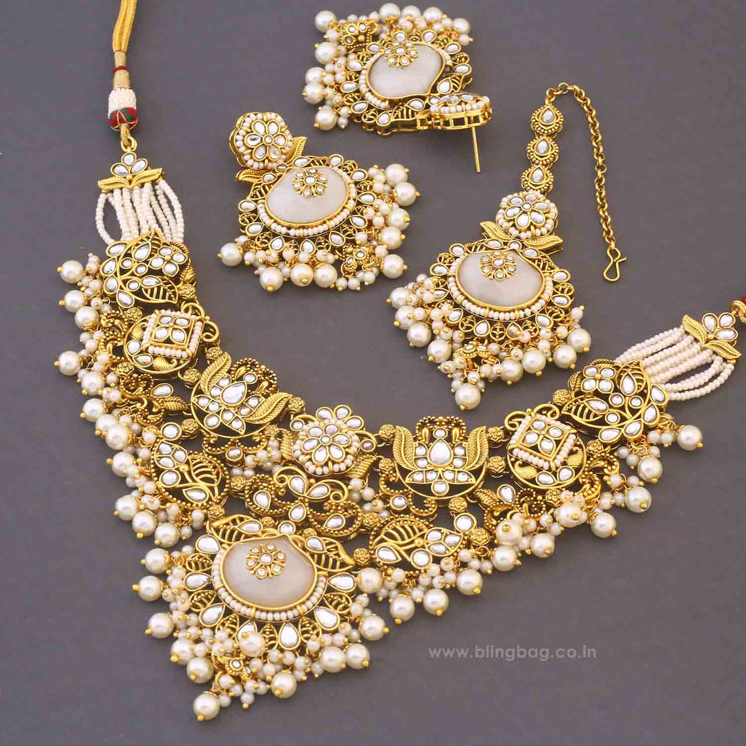 Ivory Shireen Kundan Jewellery Set - New Arrival