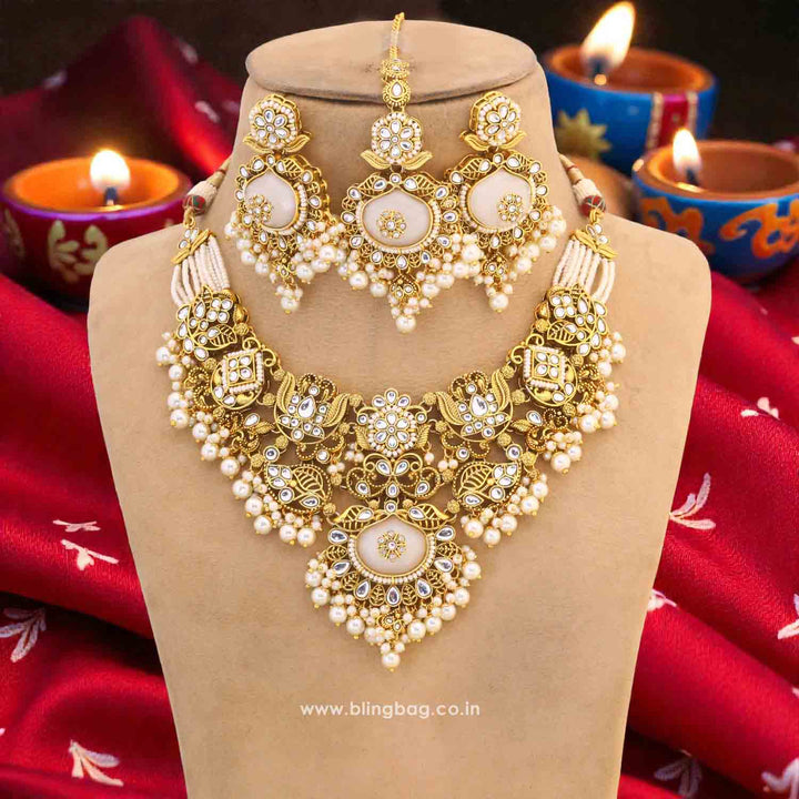 Ivory Shireen Kundan Jewellery Set - New Arrival