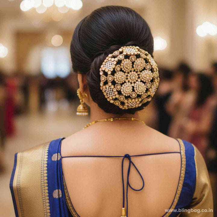 Ivory Shreyaa Kundan Hair Bun Cage