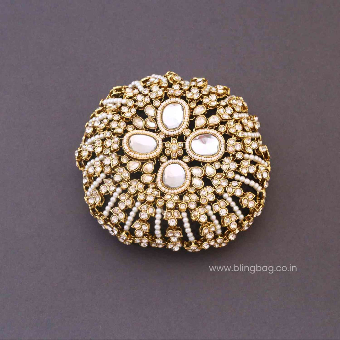 Ivory Shreyashi Kundan Hair Bun Cage