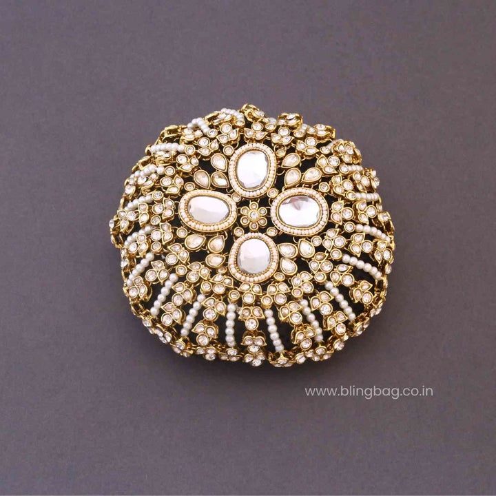 Ivory Shreyashi Kundan Hair Bun Cage