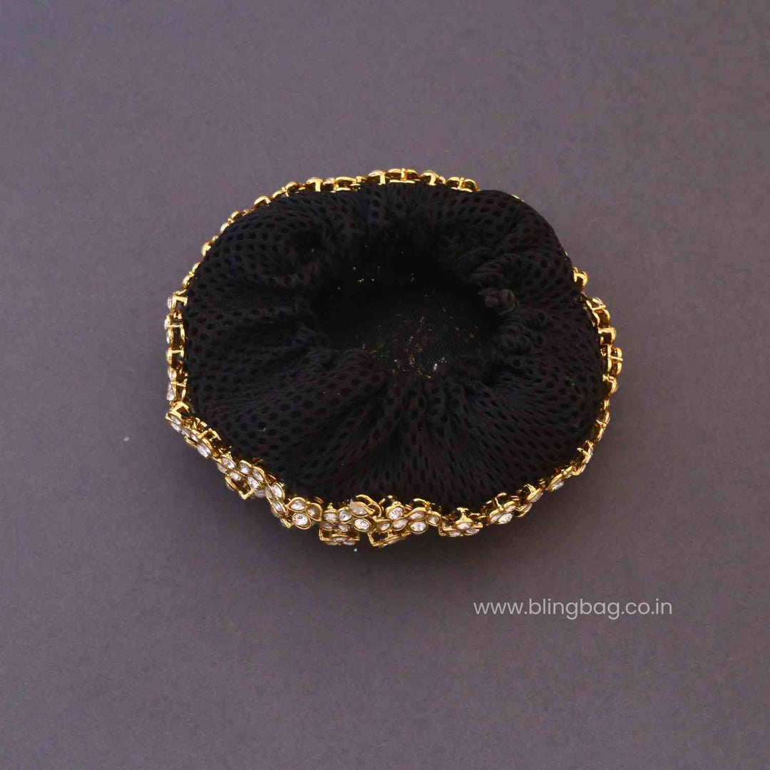 Ivory Shreyashi Kundan Hair Bun Cage