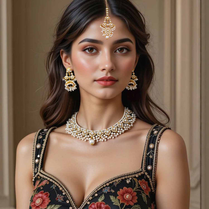 Ivory Simran Kundan Jewellery Set