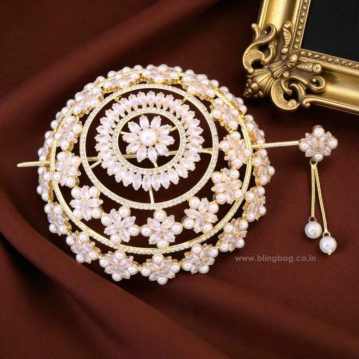 Ivory Sravani Zirconia Large Hair Bun Cage