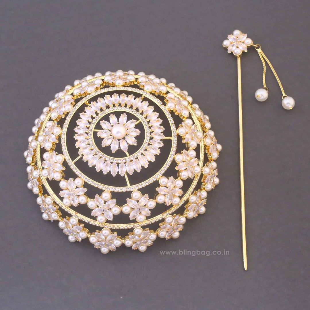 Ivory Sravani Zirconia Large Hair Bun Cage