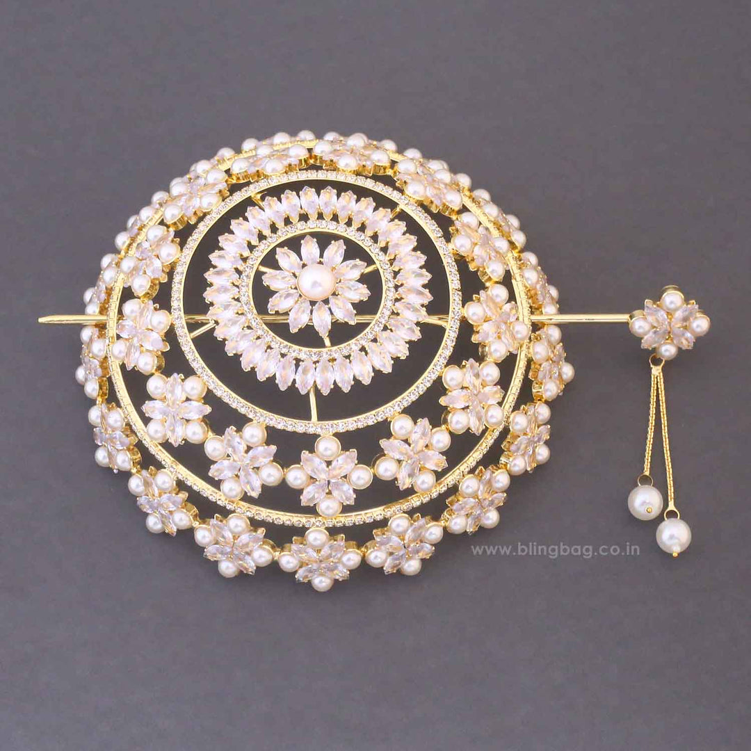 Ivory Sravani Zirconia Large Hair Bun Cage