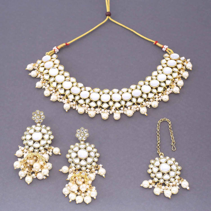 Ivory Stavana Kundan Jewellery Set