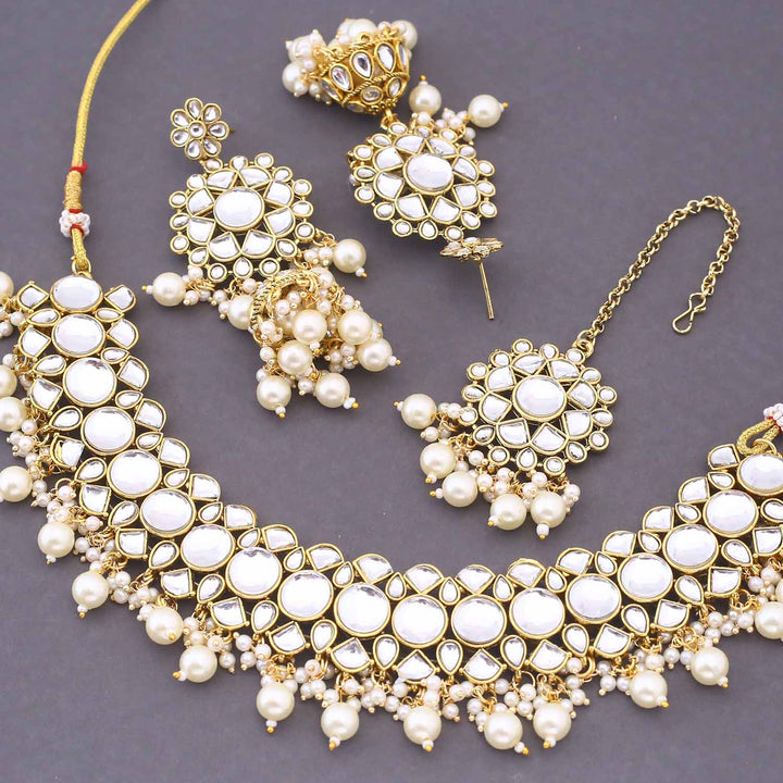 Ivory Stavana Kundan Jewellery Set