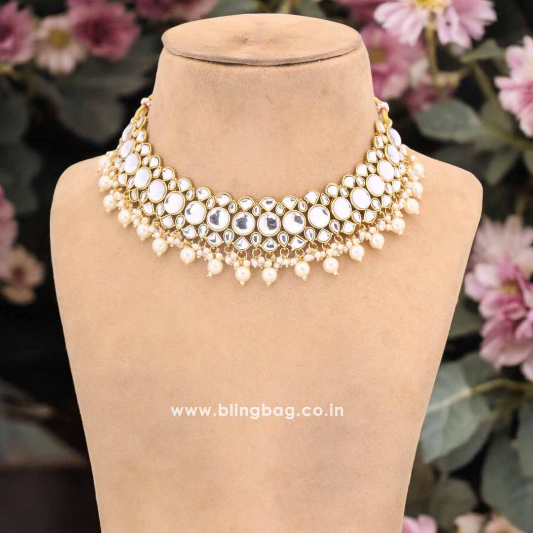 Ivory Stavana Kundan Jewellery Set