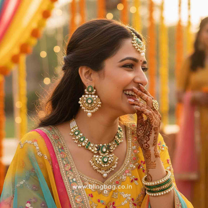 Ivory Suvitha Kundan Jewellery Set