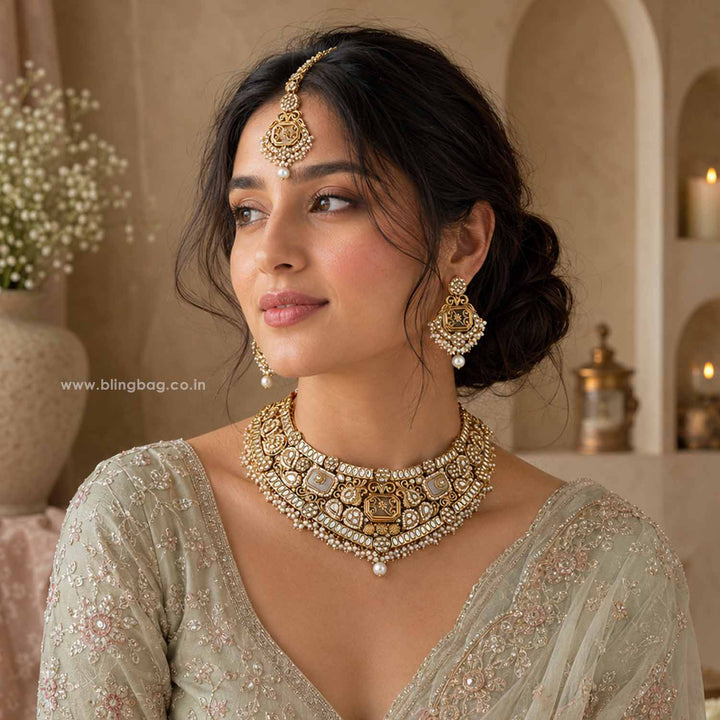 Ivory Tara Kundan Jewellery Set