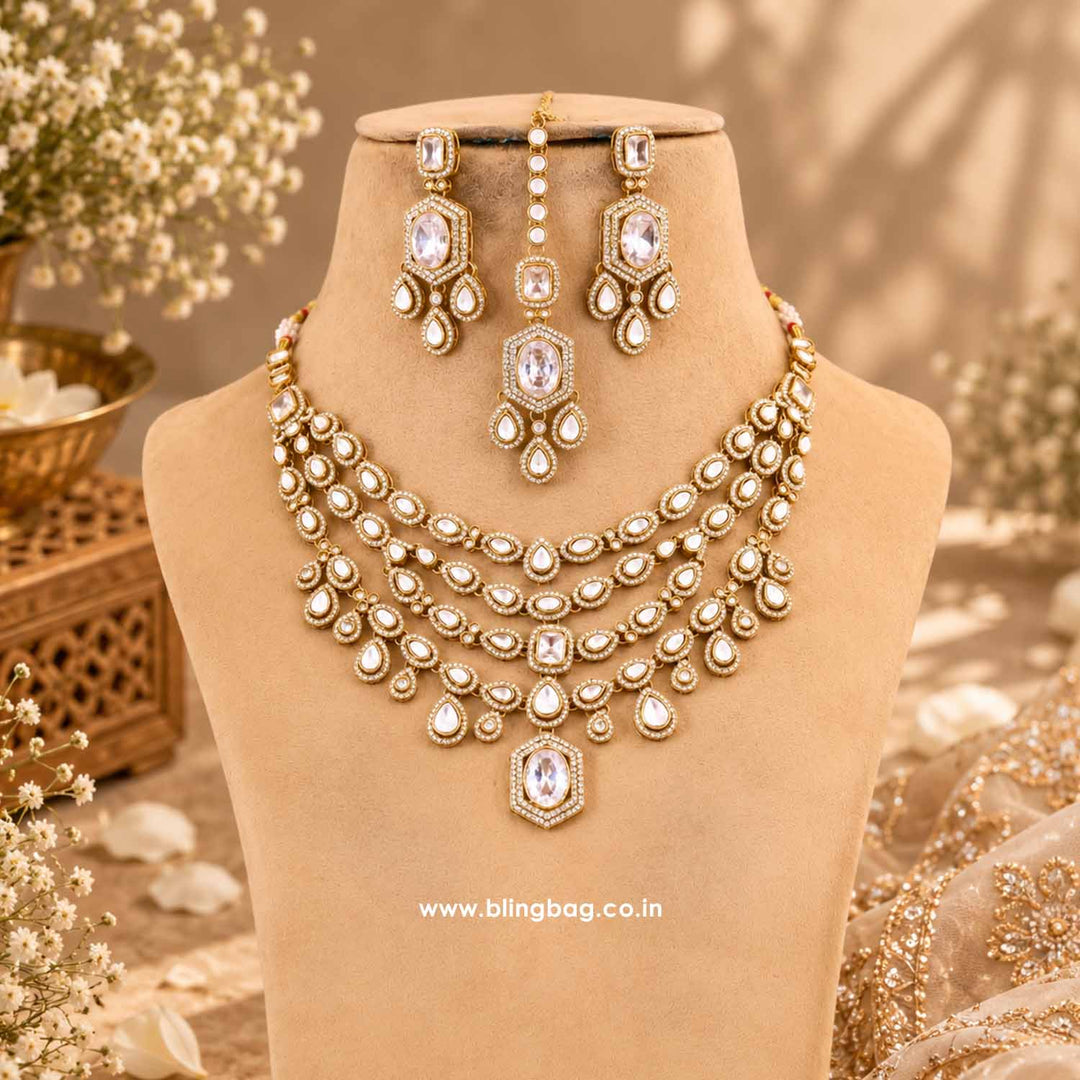 Ivory Tishara Kundan Jewellery Set - New Arrival