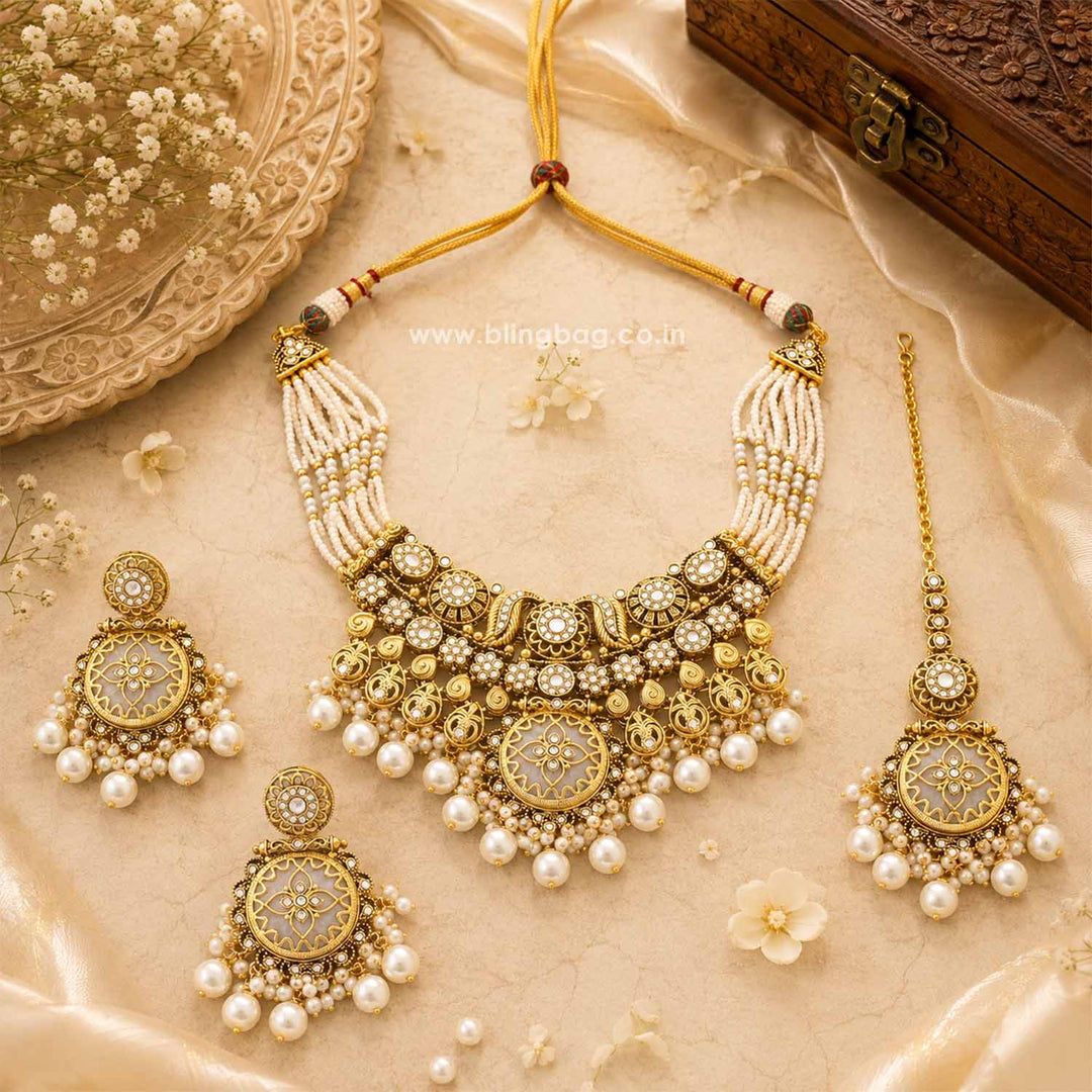 Ivory Umasha Kundan Jewellery Set