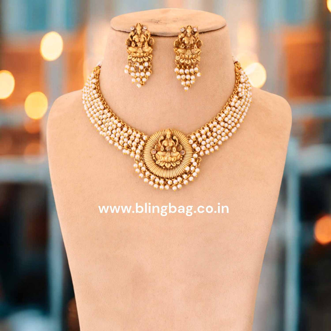 Ivory Ushma Temple Jewellery Set- New Arrival