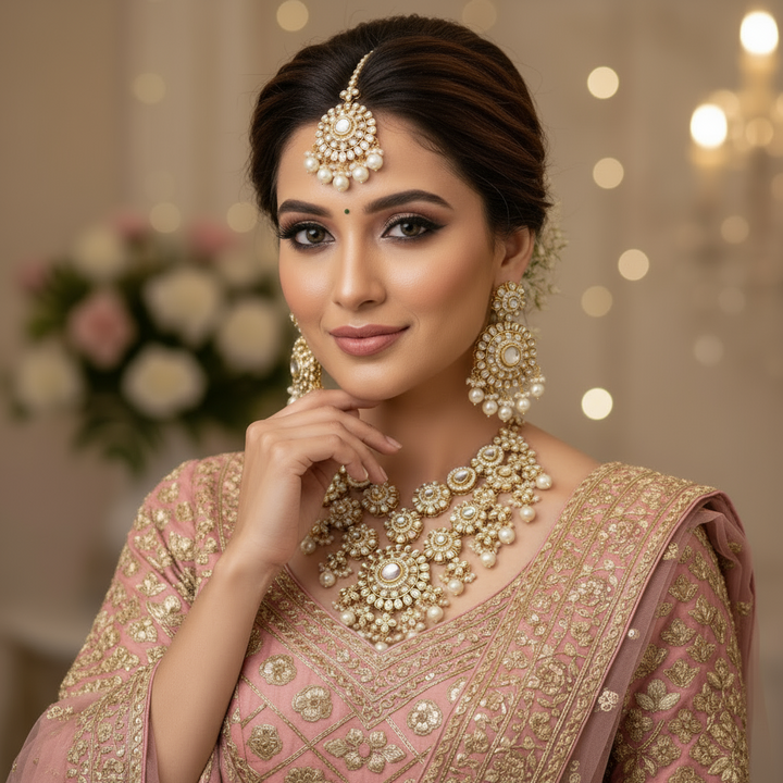 Ivory Yunita Kundan Jewellery Set