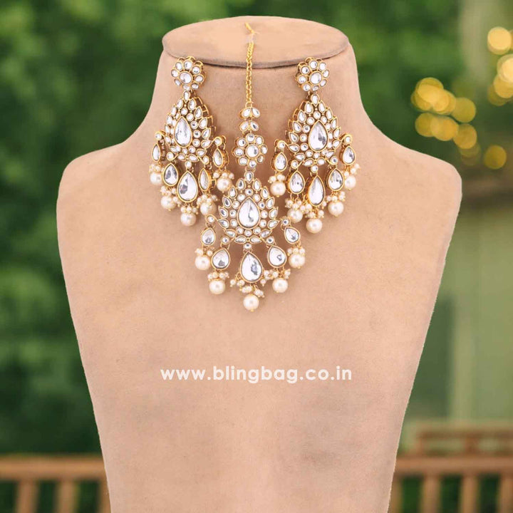 Ivory Zaida Kundan Jewellery Set