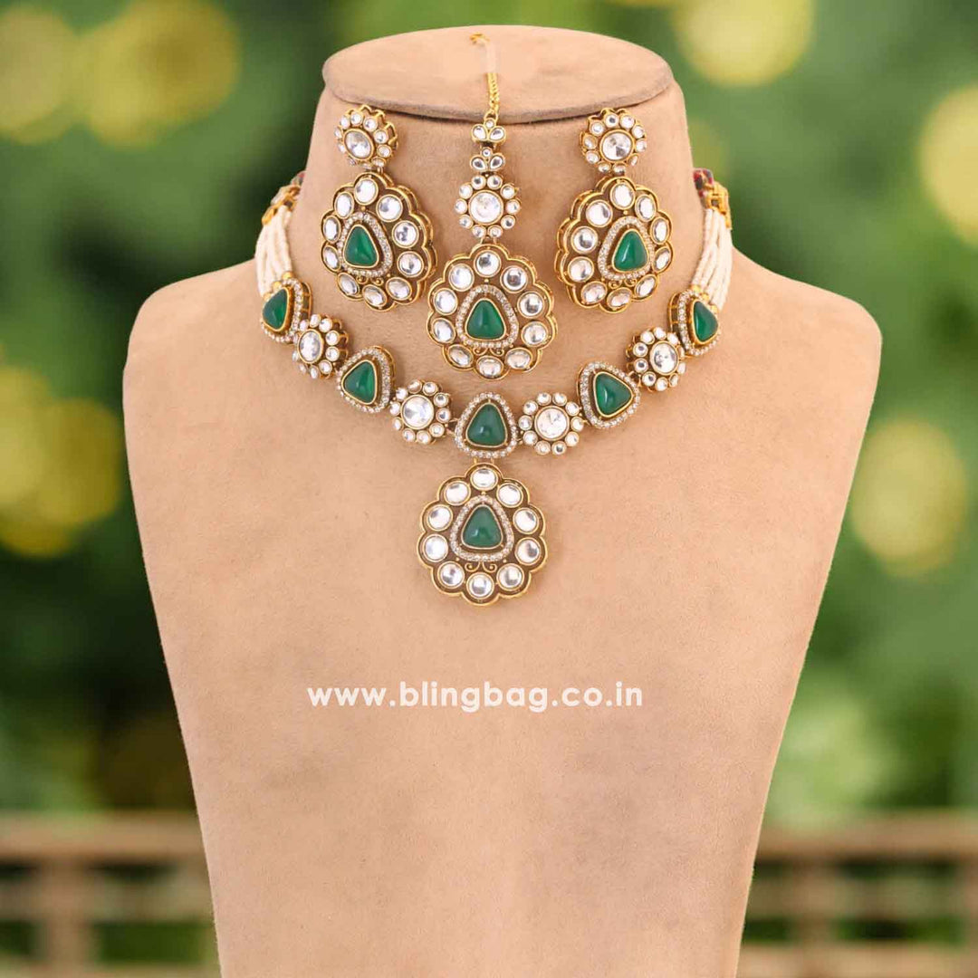 Jade Dhivyashi Kundan Jewellery Set