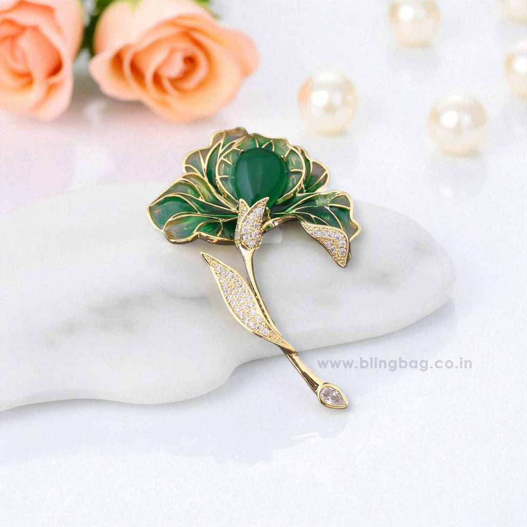 Jade Lily Brooch