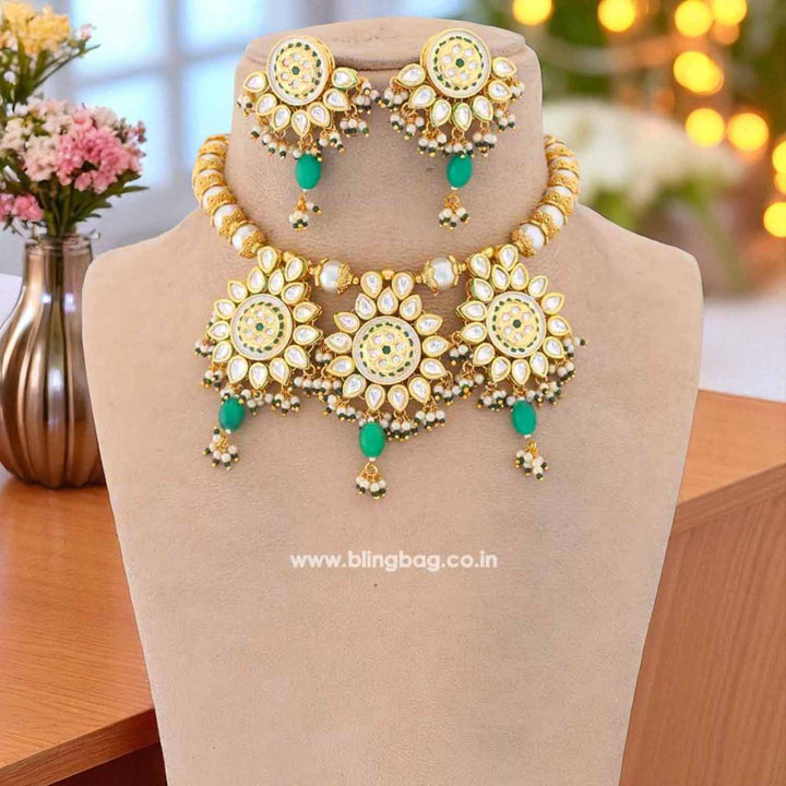 Jade Trishika Kundan Jewellery Set - EOSS