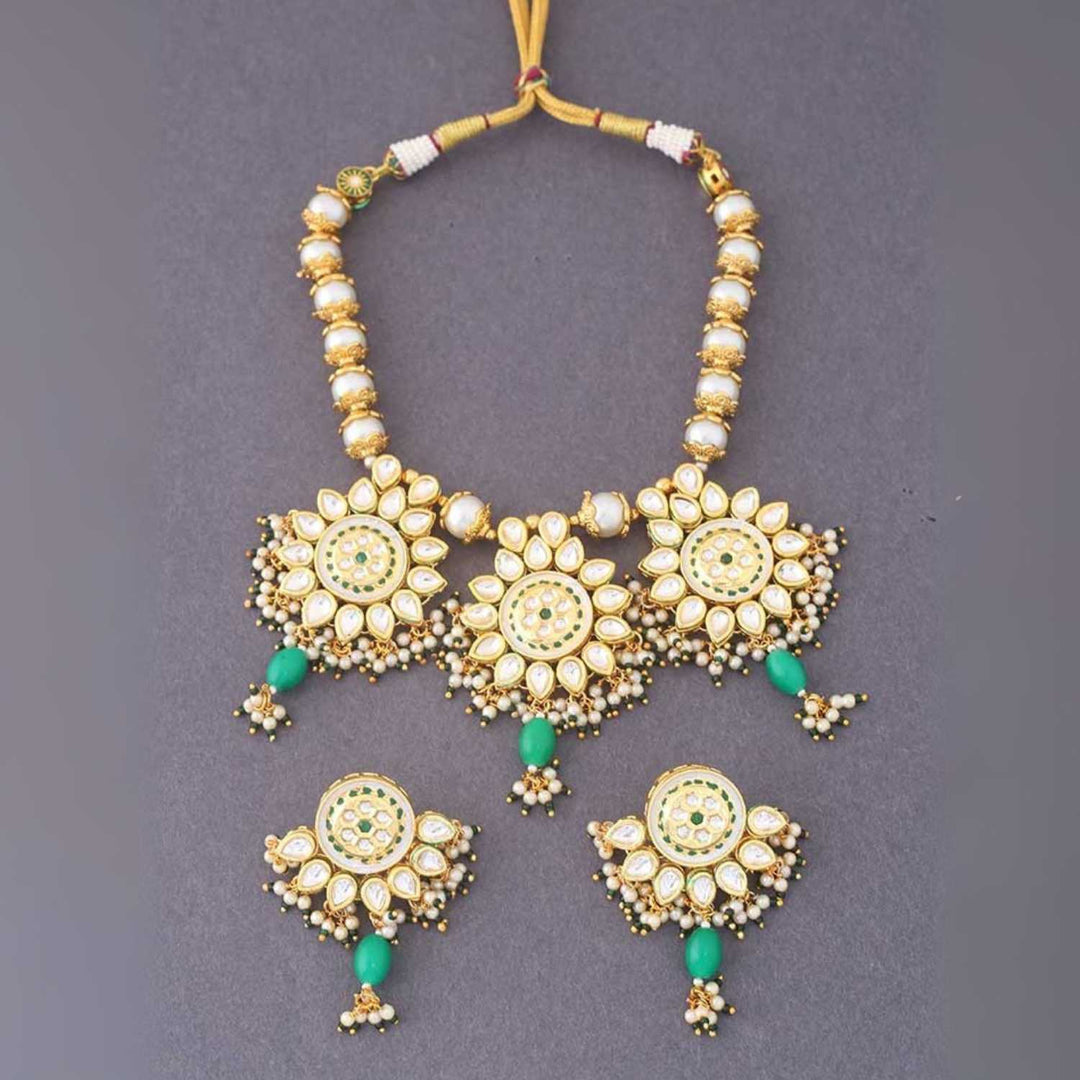 Jade Trishika Kundan Jewellery Set - EOSS