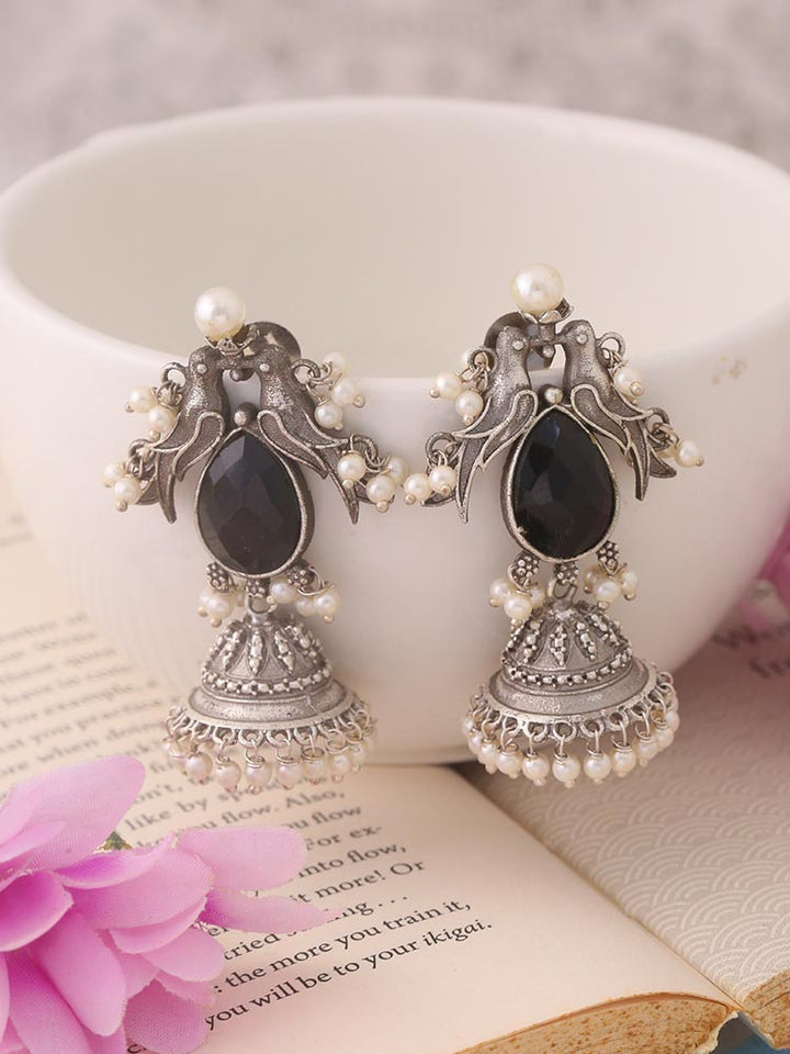 Jet Jasmika Oxidised Jhumkis