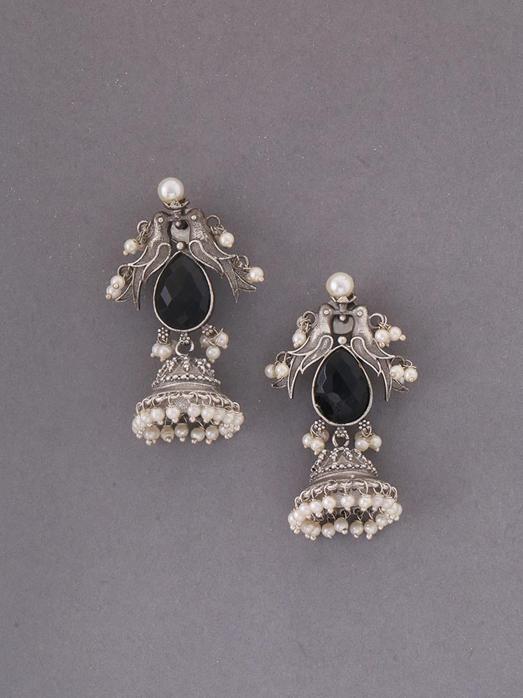 Jet Jasmika Oxidised Jhumkis