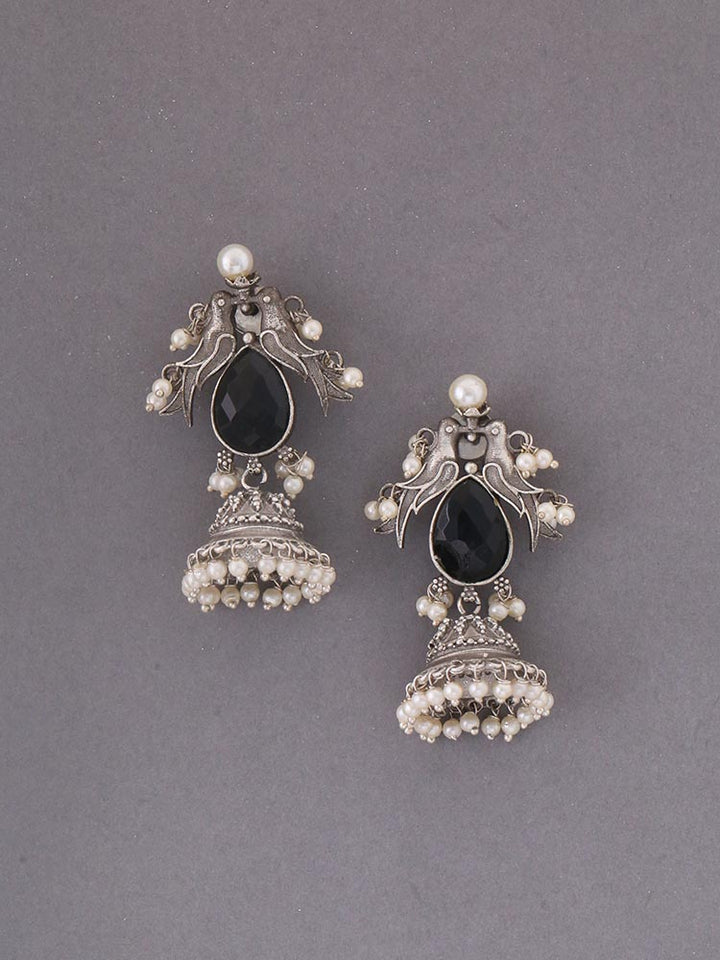 Jet Jasmika Oxidised Jhumkis