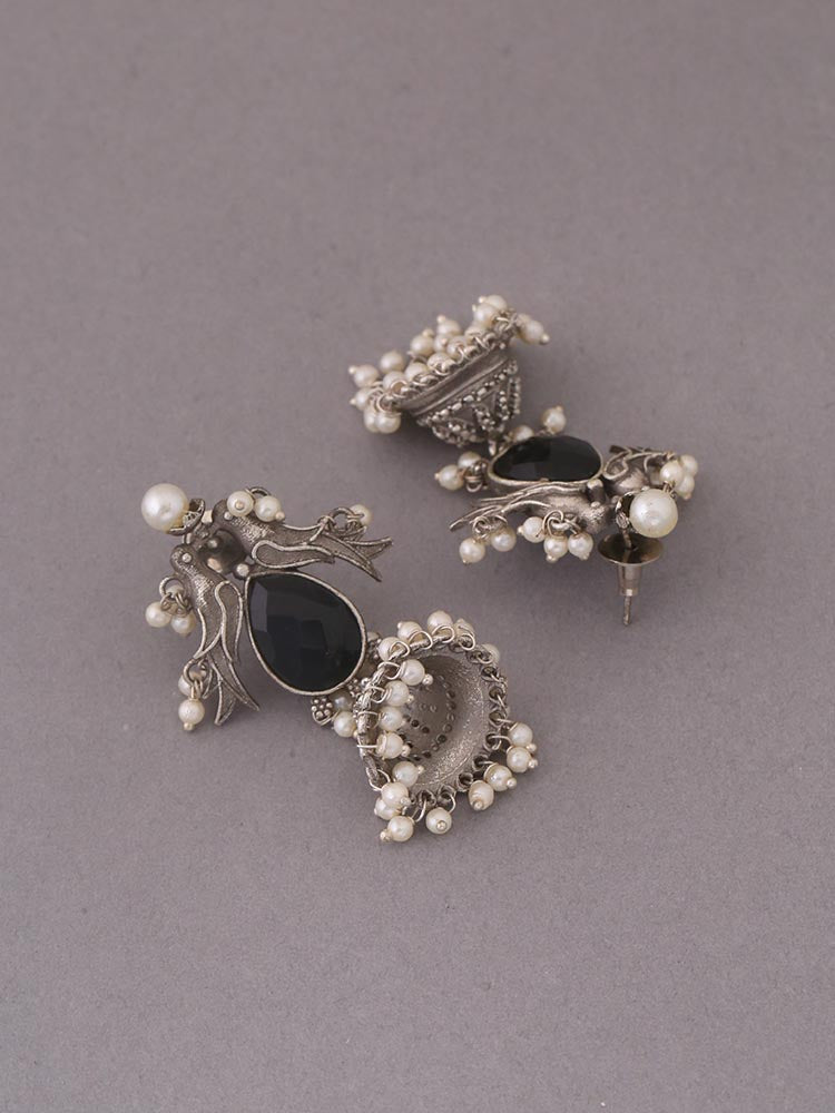 Jet Jasmika Oxidised Jhumkis