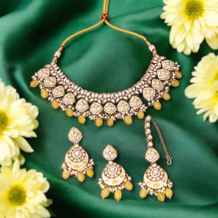 Lemon Dharvi Kundan Jewellery Set