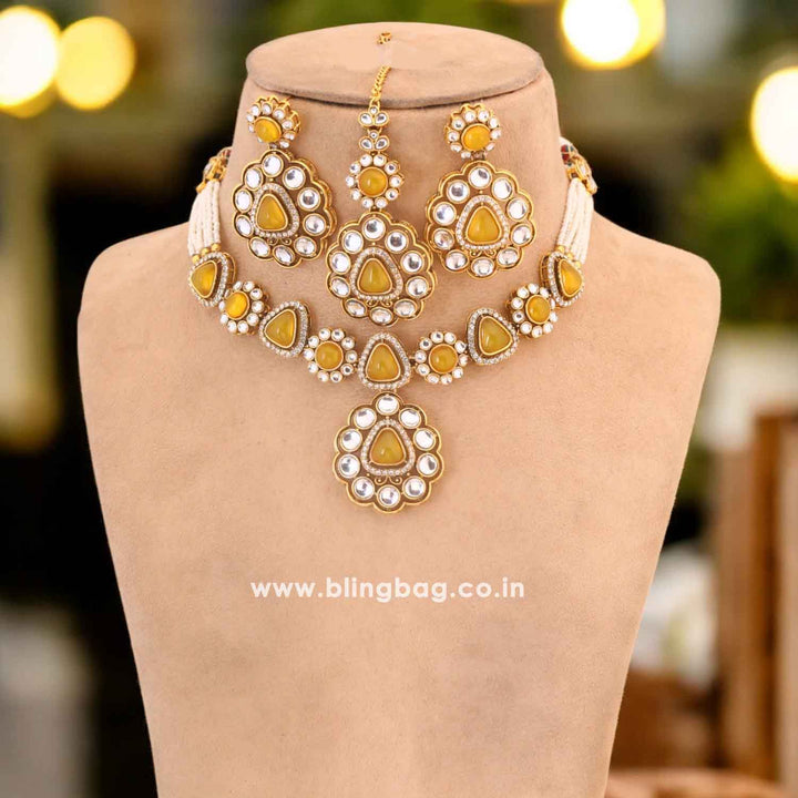 Lemon Dhivyashi Kundan Jewellery Set
