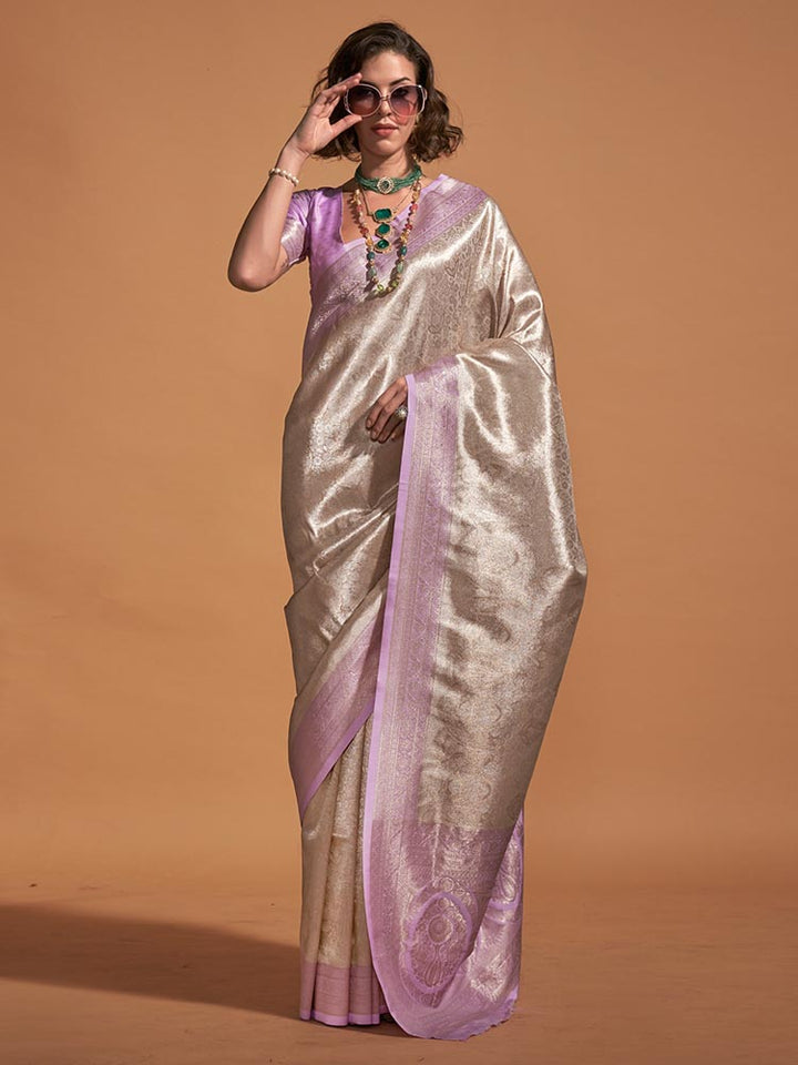 Lilac Handwoven Kanjivaram Silk Saree