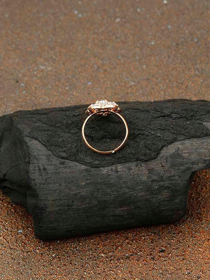 Rose Gold Malini Adjustable  Zirconia Ring