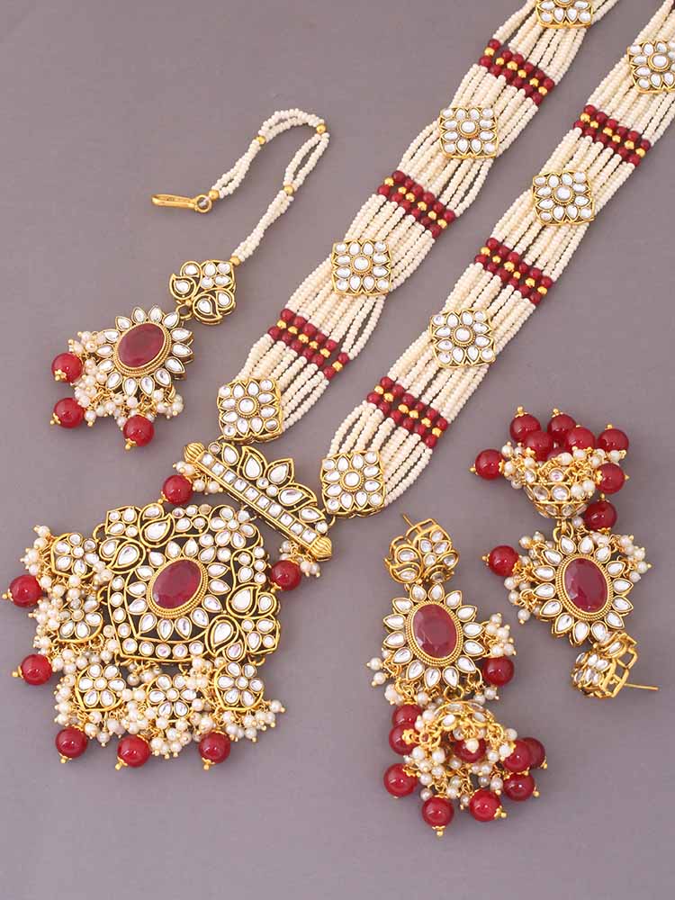 Maroon Aafreeda Jewellery Set